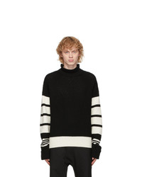 Black and White Knit Wool Turtleneck