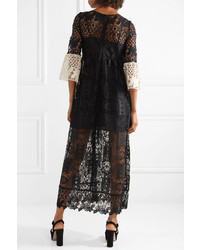 Anna Sui Floral Diamond And Medallion Crocheted Lace Midi Dress