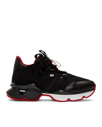 Christian Louboutin Black Red Runner Flat Sneakers