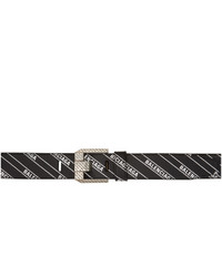 Balenciaga Black Stripe Logo Engraved Belt