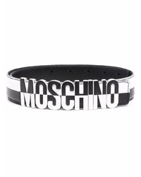 Moschino Logo Lettering Two Tone Leather Belt