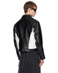 Andersson Bell Black White Paneled Leather Biker Jacket