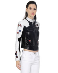 Versace Stars Patches Leather Biker Jacket