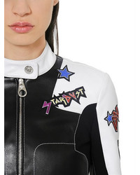 Versace Stars Patches Leather Biker Jacket