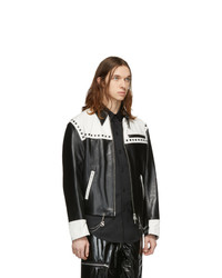 Sankuanz Black And White Leather Chain Jacket
