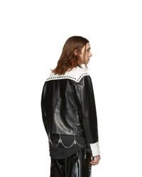 Sankuanz Black And White Leather Chain Jacket
