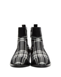 Giuseppe Zanotti Black And White Plaid Zip Up Boots