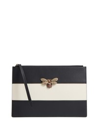 Gucci Bee Stripe Leather Pouch
