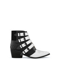 Black and White Leather Cowboy Boots