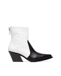 Givenchy Black And White Zip Fastening 60 Leather Cowboy Boots