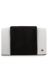 Halston Heritage Colorblock Leather Flap Top Crossbody Bag Whiteblack