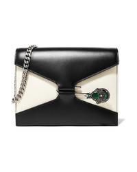 Alexander McQueen Pin Swarovski Crystal Embellished Two Tone Leather Shoulder Bag