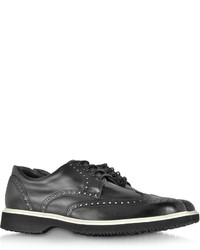 Hogan Route Black And White Leather Derby