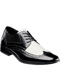 Stacy Adams Whitby 24809 Blackwhite Leather Lace Up Shoes