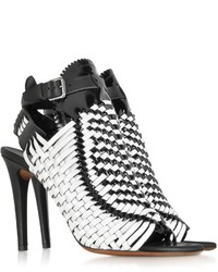 Proenza Schouler Black And White Woven Patent Leather Slingback Sandal