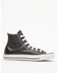 Black and White Leather High Top Sneakers