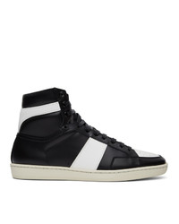 Saint Laurent Black And White Alpha Sigma Sl10 High Top Sneakers