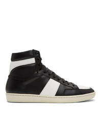 Saint Laurent Black And White Court Classic Sl10h Sneakers