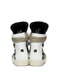 Rick Owens Black And White Geo Basket High Top Sneakers