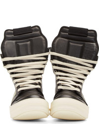 Rick Owens Black And White Geobasket High Top Sneakers