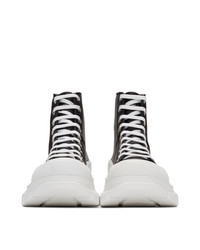 Alexander McQueen Black And White Leather Tread Slick Boots