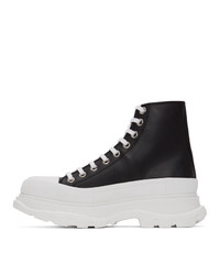 Alexander McQueen Black And White Leather Tread Slick Boots