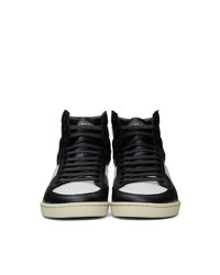 Saint Laurent Black And White Sl10 High Top Sneakers