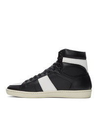 Saint Laurent Black And White Sl10 High Top Sneakers