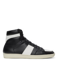 Saint Laurent Black And White Sl10 High Top Sneakers