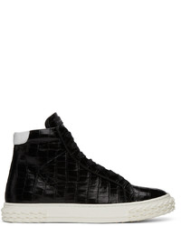 Giuseppe Zanotti Black Croc Brakotto High Sneakers