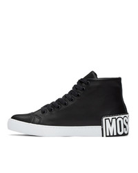 Moschino Black Heel Logo High Top Sneakers