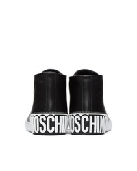 Moschino Black Heel Logo High Top Sneakers