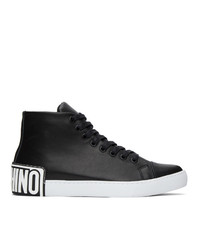 Moschino Black Heel Logo High Top Sneakers
