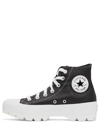 Converse Black Leather Chuck Taylor Lugged Hi Sneakers