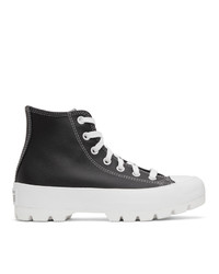 Converse Black Leather Chuck Taylor Lugged High Sneakers