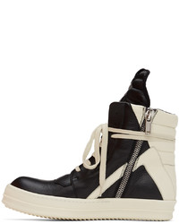 Rick Owens Black Off White Geobasket Sneakers