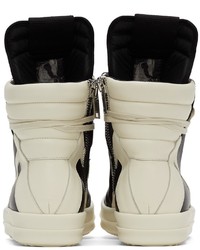 Rick Owens Black Off White Geobasket Sneakers