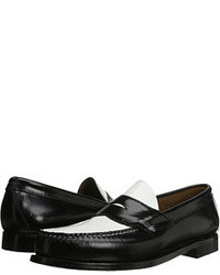 Black and White Leather Loafers