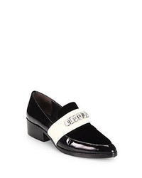 3.1 Phillip Lim Jeweled Patent Leather Loafers Black White
