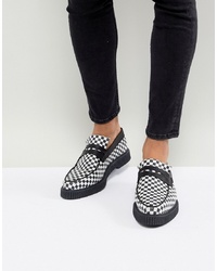 ASOS DESIGN Asos Loafers In Black And White Checkerboard Print With Creeper Sole