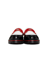 Christian Louboutin Black And White Monocroc Flat Loafers