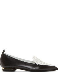 Nicholas Kirkwood Black White Woven Leather Loafers