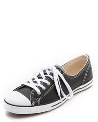 Black and White Leather Low Top Sneakers