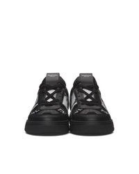 Valentino Black And White Garavani Elastic Low Top Sneakers