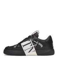 Valentino Black And White Garavani Elastic Low Top Sneakers