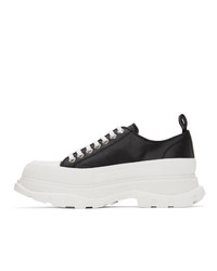 Alexander McQueen Black And White Leather Tread Slick Sneakers