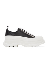 Alexander McQueen Black And White Leather Tread Slick Sneakers