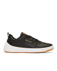 Champion Reverse Weave Black Leather Super C Court Classic Sneakers