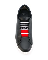 Fendi Black Logo Stripe Slip On Sneakers