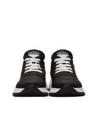 Prada Black Nylon Leather Prax 01 Sneakers